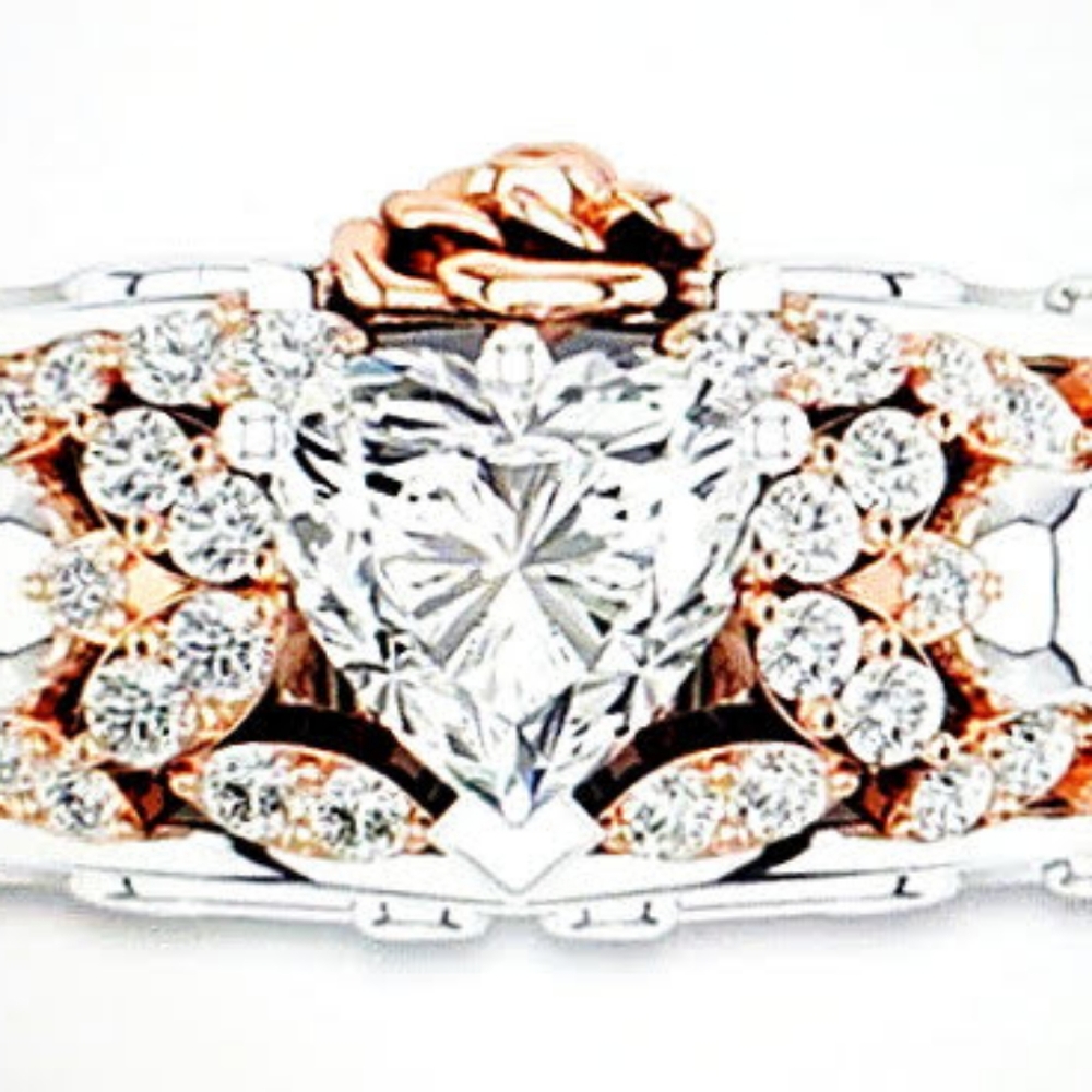 Gothic Heart Zircon Skull Ring